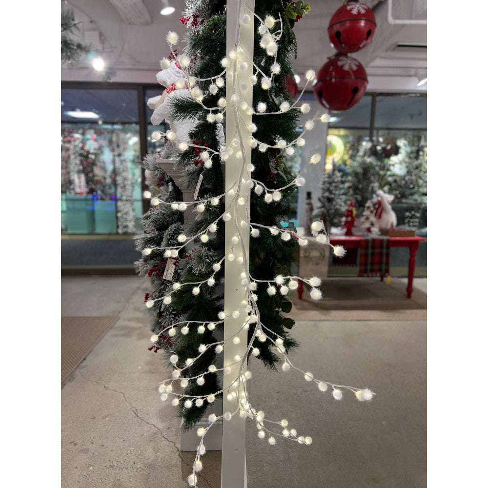 6FT Snow Ball Garland LED, White