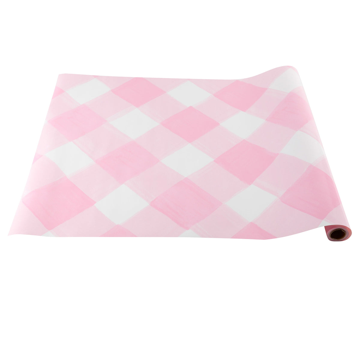 Pink Gingham Paper Table Runner