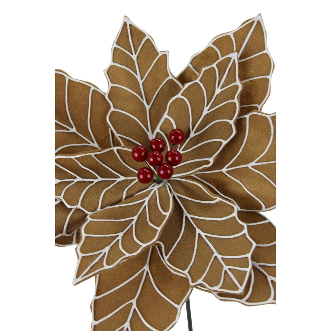 27x13IN Poinsettia Stem, Brown White Red