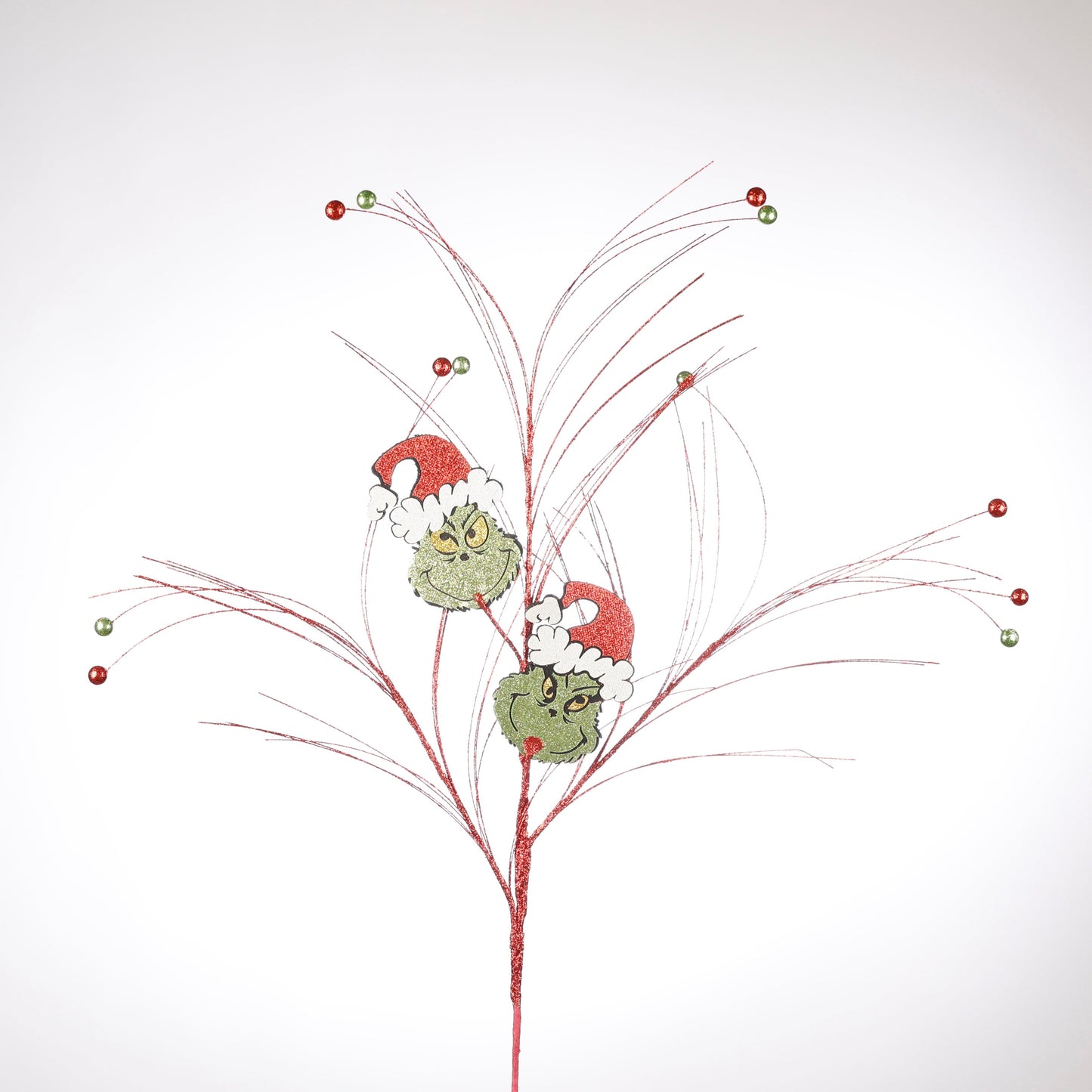 33" WHITE/GREEN/RED GRINCH FLORAL STEM