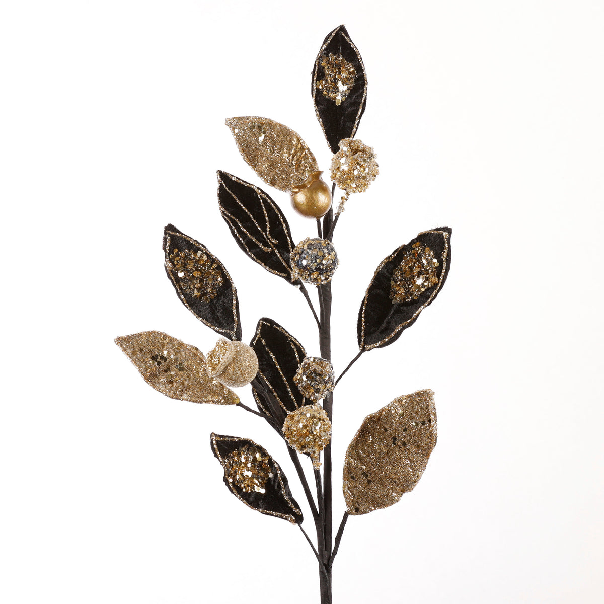30" BLK/GLD VELVET W/JEWEL BERRY SALAL SPRAY