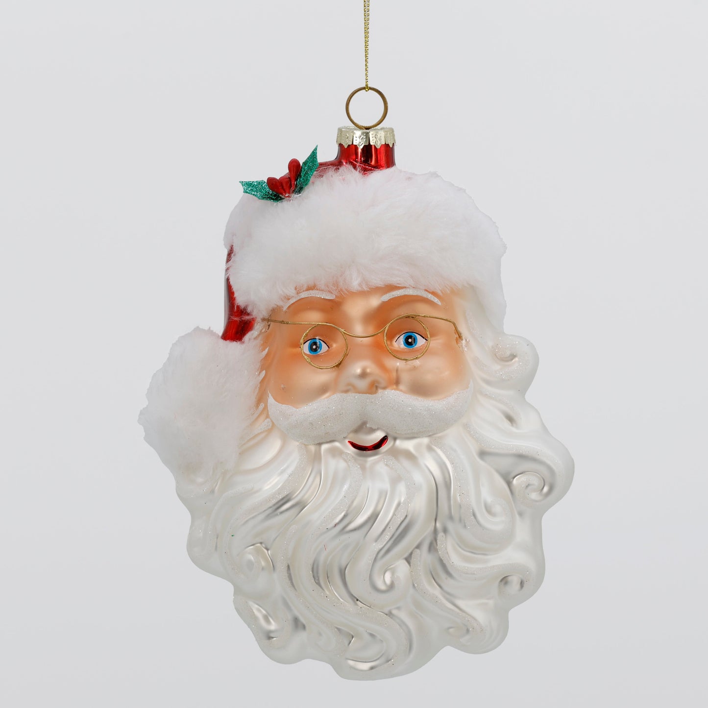 6.5"x 5.5"GLASS SANTA HEAD ORN
