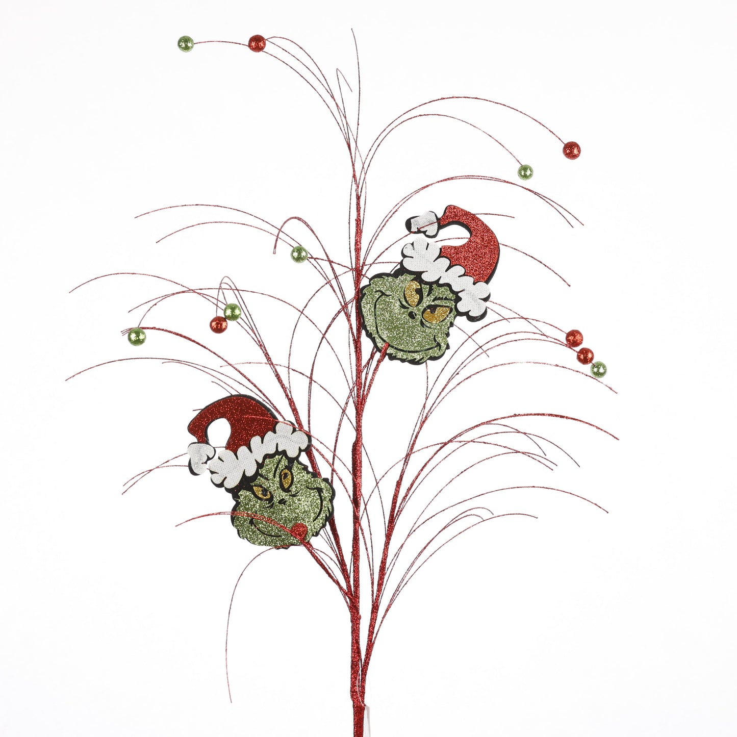 33" WHITE/GREEN/RED GRINCH FLORAL STEM