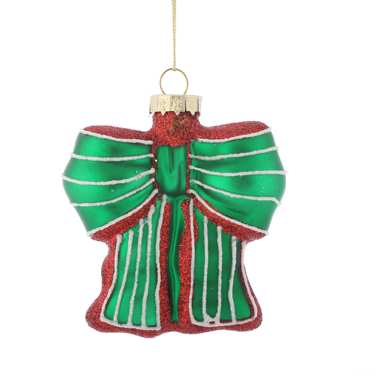 4" GLASS BOW ORN-RED/GREEN