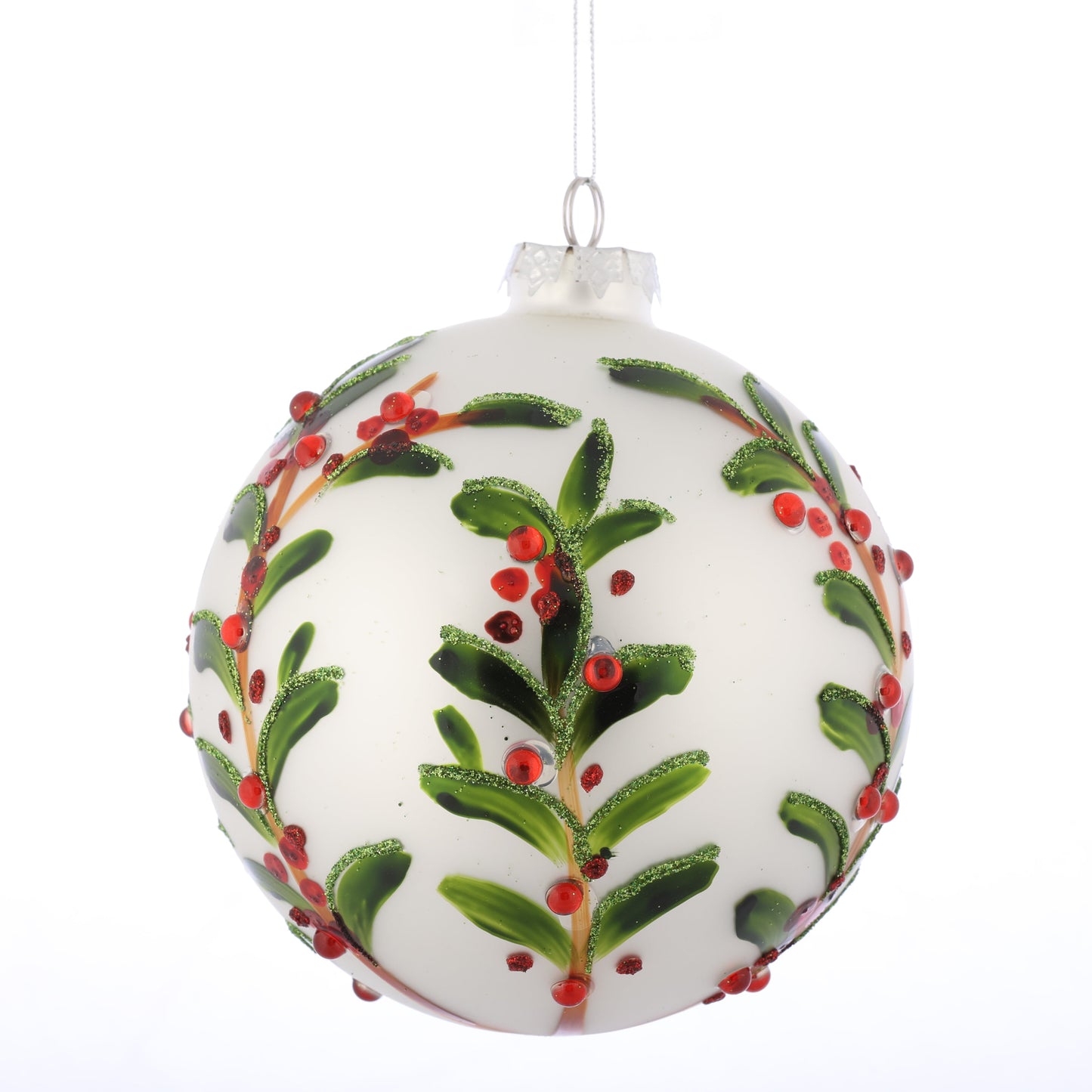 D 5" GLASS BALL MISTLETOE ORNAMENT