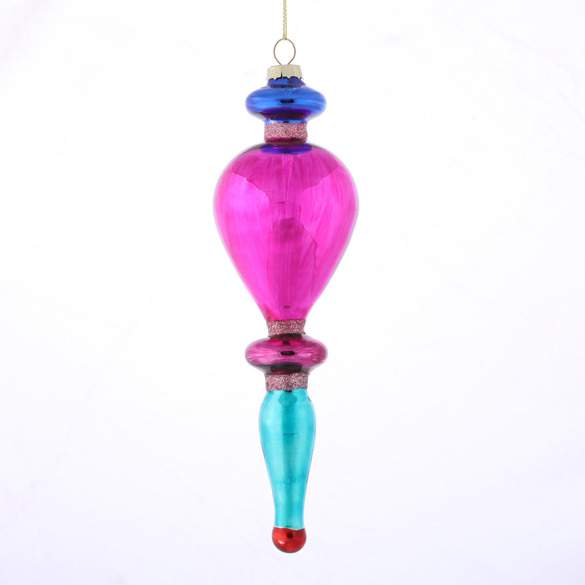 2.35" x 8" GLASS FINIAL ORNAMENT PINK
