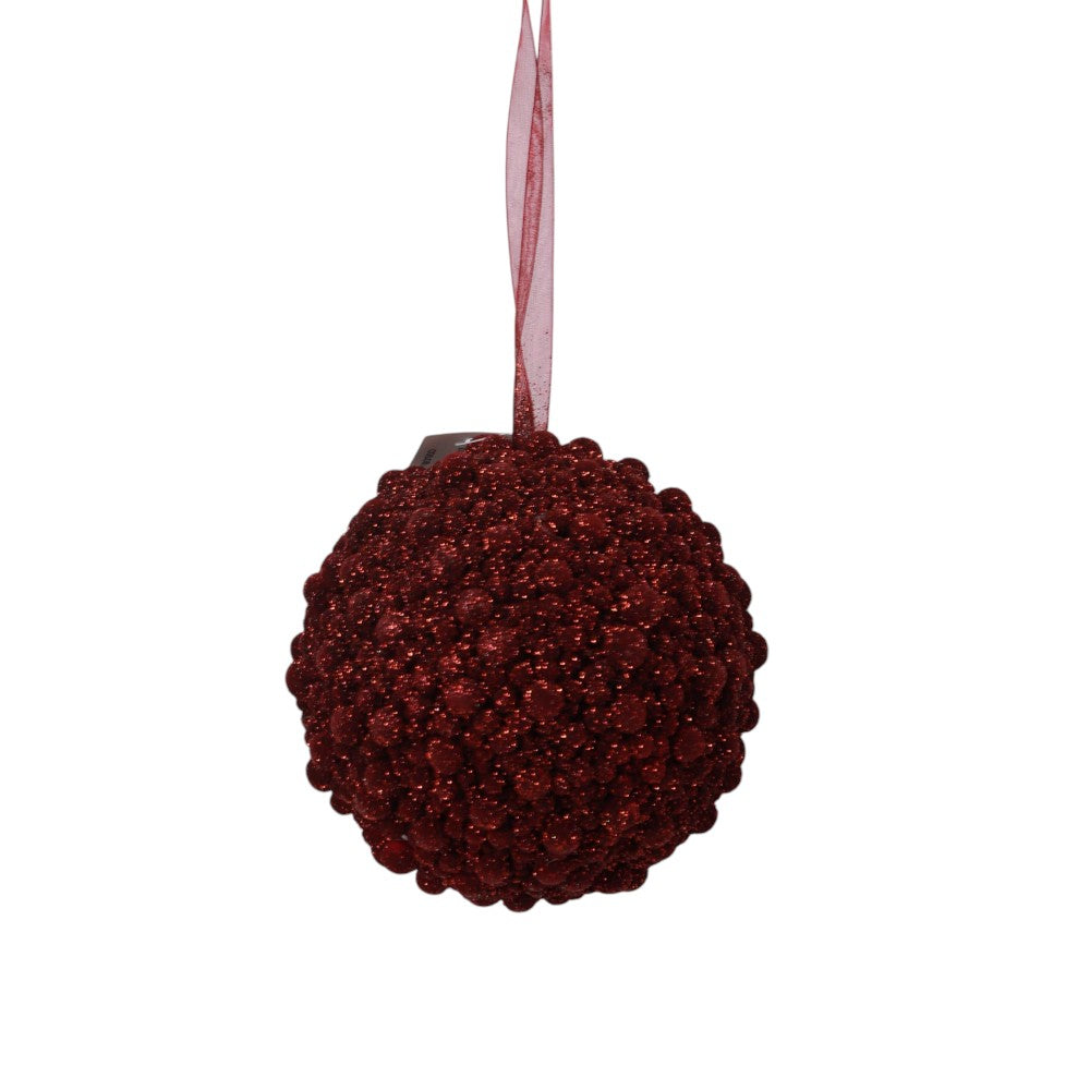 5IN Glitter Berry Ball Ornament, Burgundy