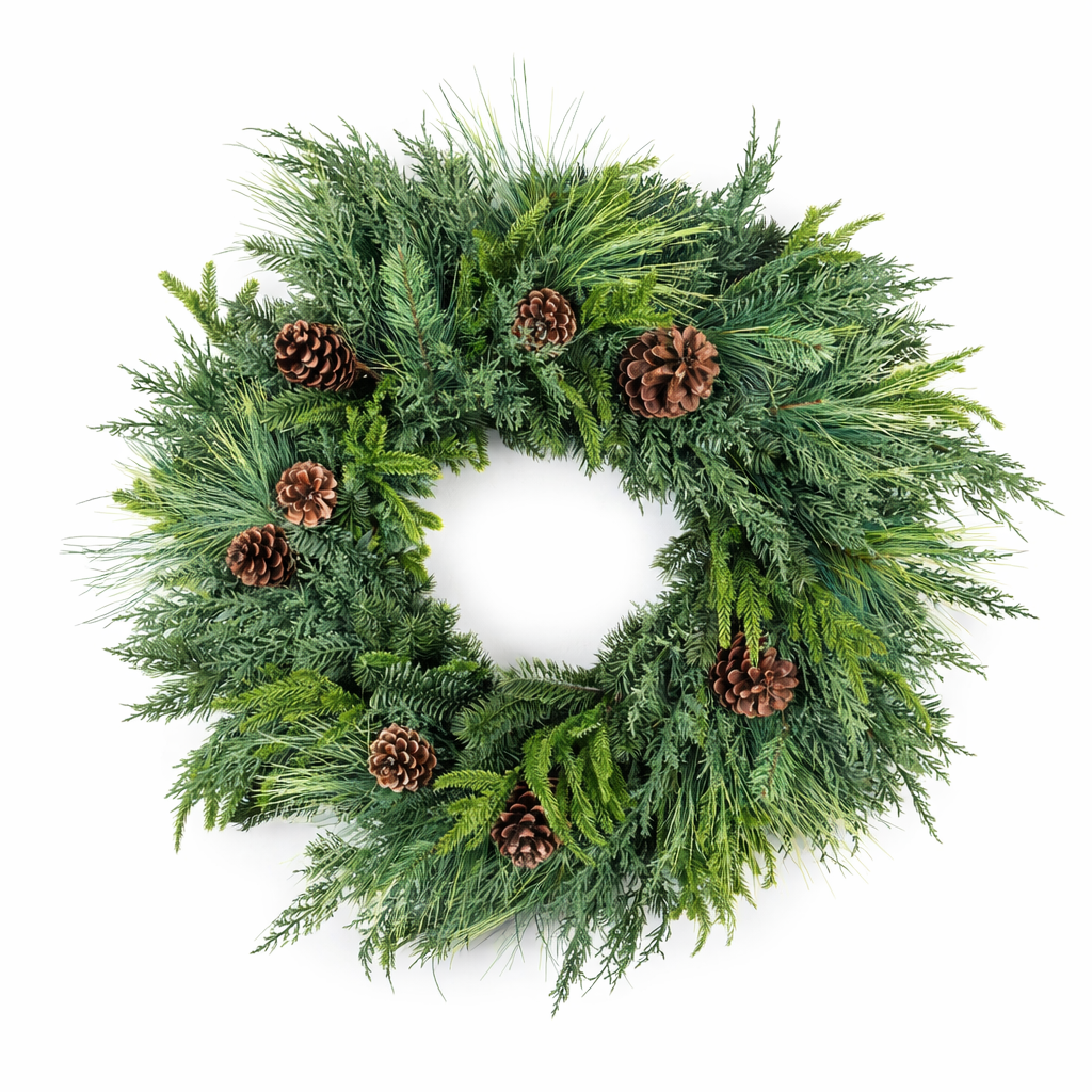28" Gathered Greens Real Touch Wreath