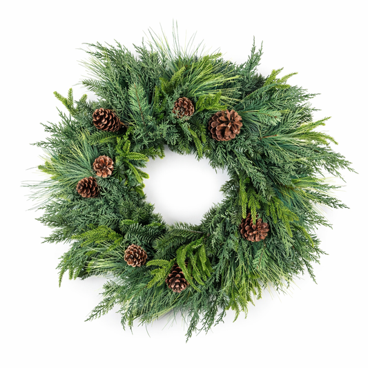28" Gathered Greens Real Touch Wreath