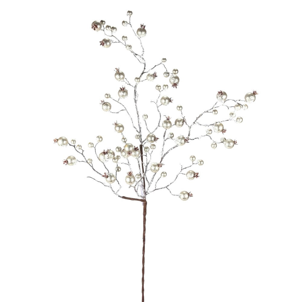 38IN Gilded Frosted Crabapple Spray, Pewter