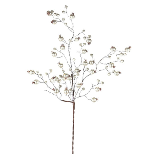 38IN Gilded Frosted Crabapple Spray, Pewter
