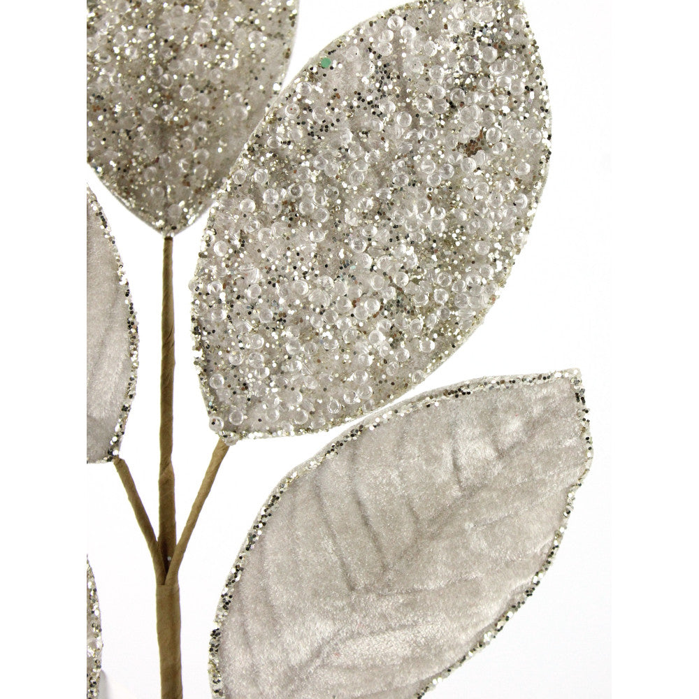 25IN Magnolia Leaf Stem, Platinum