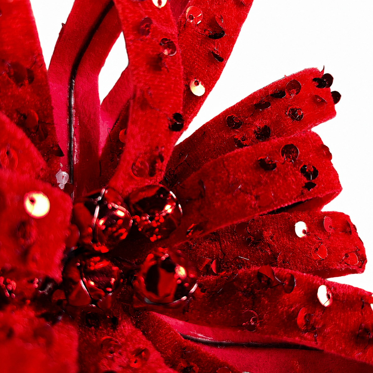 8.5" Diameter Red Sequined Floral Pick
