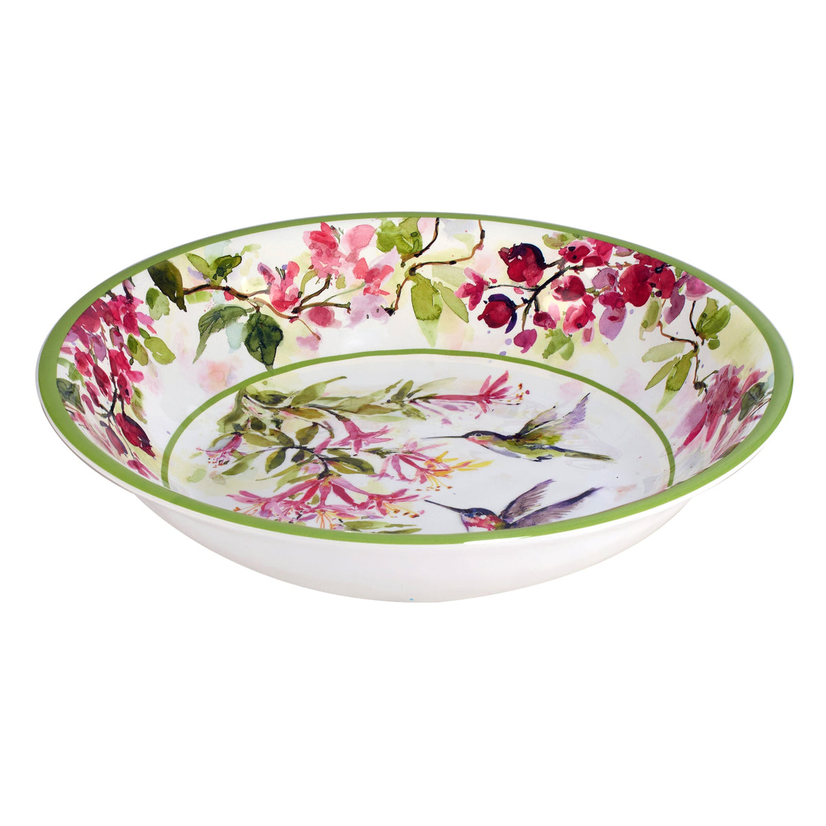 Hummingbirds Melamine Large Serving Bowl 13.75in x 2.75in