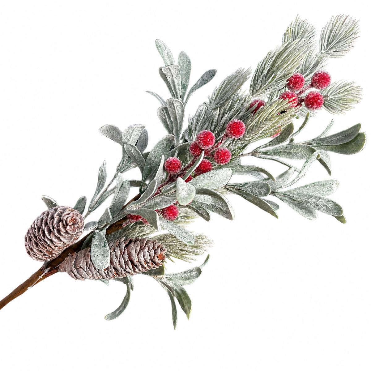 30" Sugared Berries and Greenery Stem-GREEN/RD