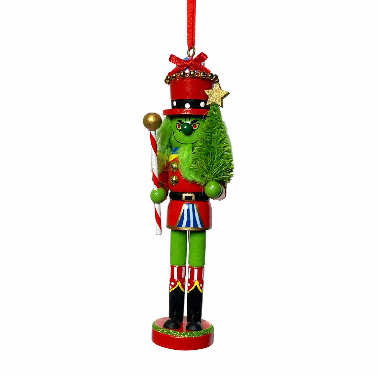 6" Wooden Grinch Nutcracker Ornament