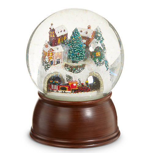 6.5" House and Train Musical Water Globe