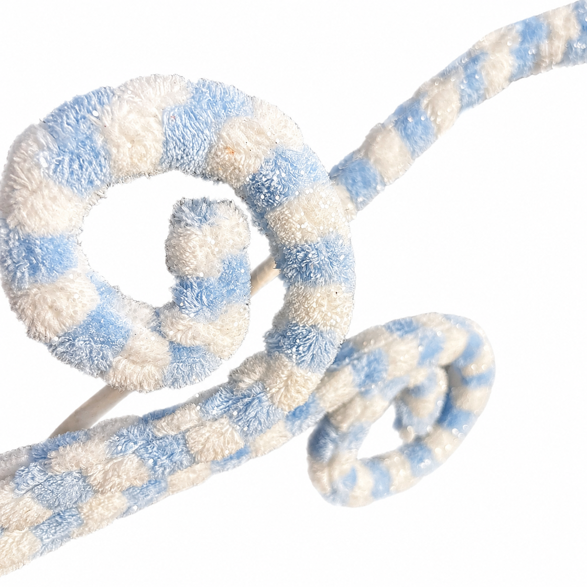33" Soft Blue/White Spiral Stem
