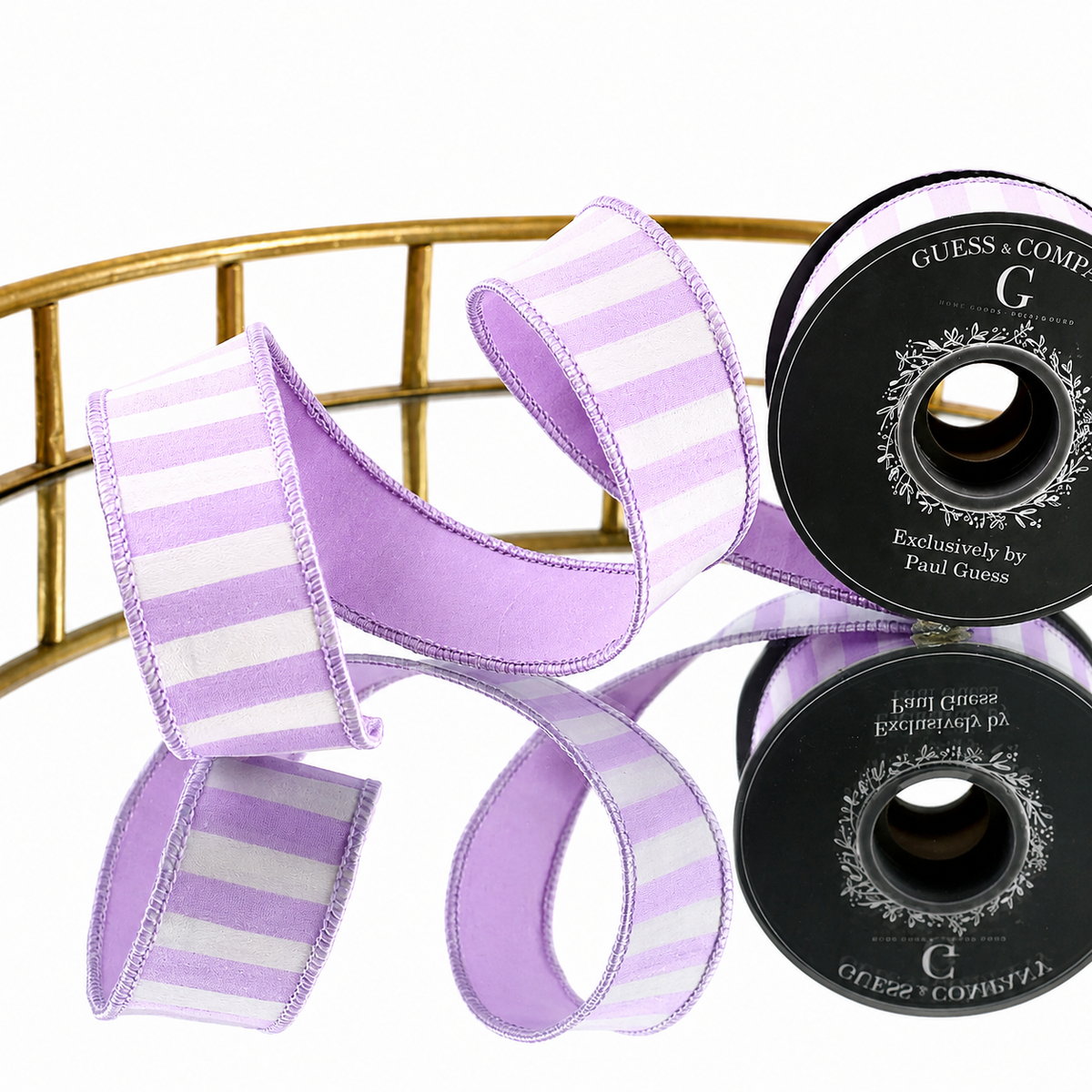 1.5" PURPLE STRIPE WITH SOLID PURPLE DUPION BACK RIBBON 5YD