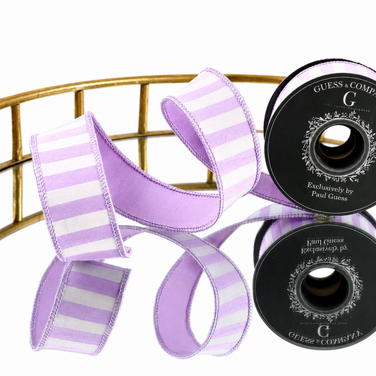 1.5" PURPLE STRIPE WITH SOLID PURPLE DUPION BACK RIBBON 5YD