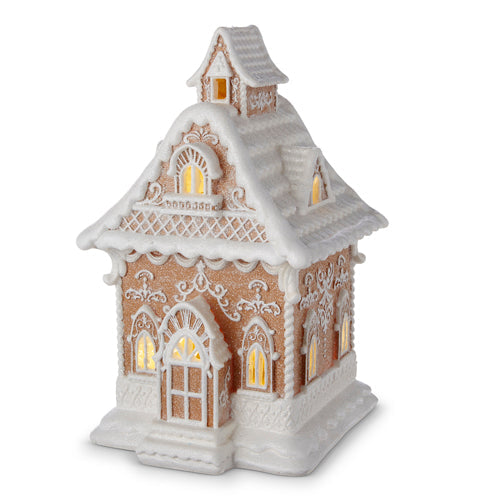 13" White Icing Lighted Gingerbread House