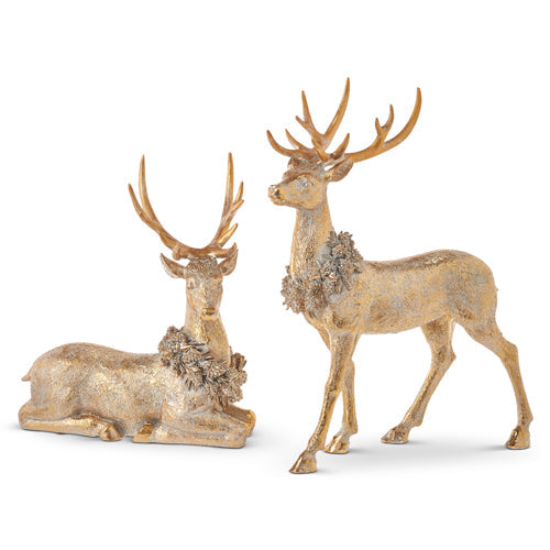 16" Gold Deer with Wreath (STANDING)