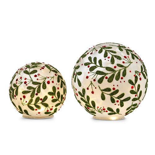 6" Lighted Botanical Holly Balls (SMALL ONLY)