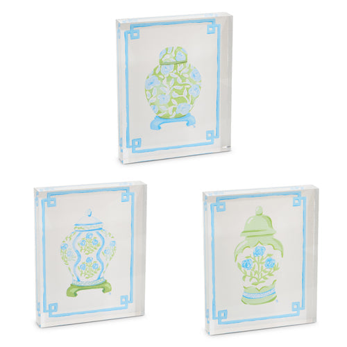 8" FLORAL GINGER JAR ACRYLIC BLOCK-FLORAL LID ONLY