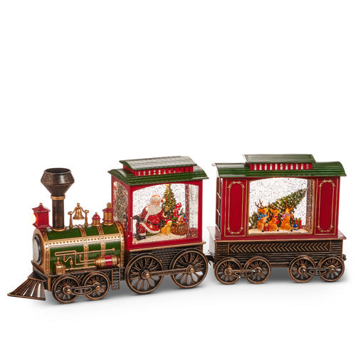 12.25" Santa and Reindeer Lighted Water Train