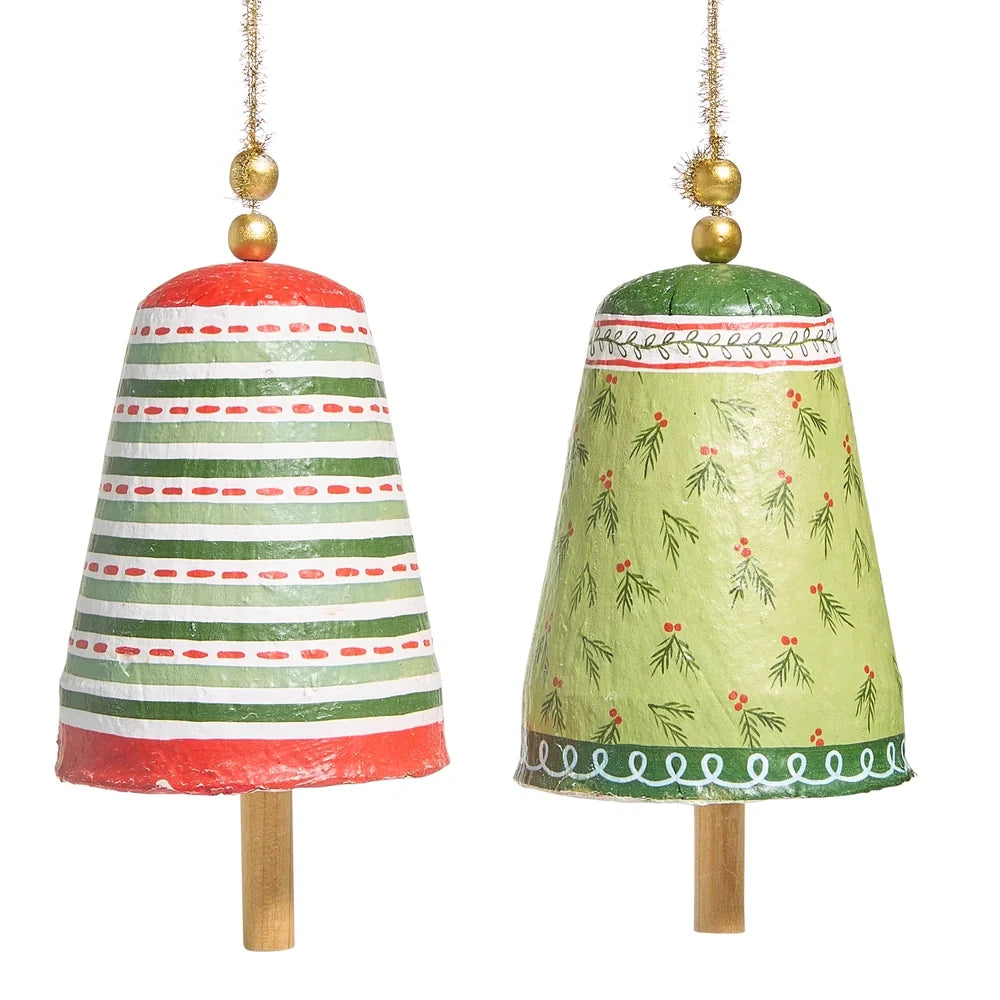 10" Pattern Christmas Paper Mache Bell Ornament (RIGHT ONLY)