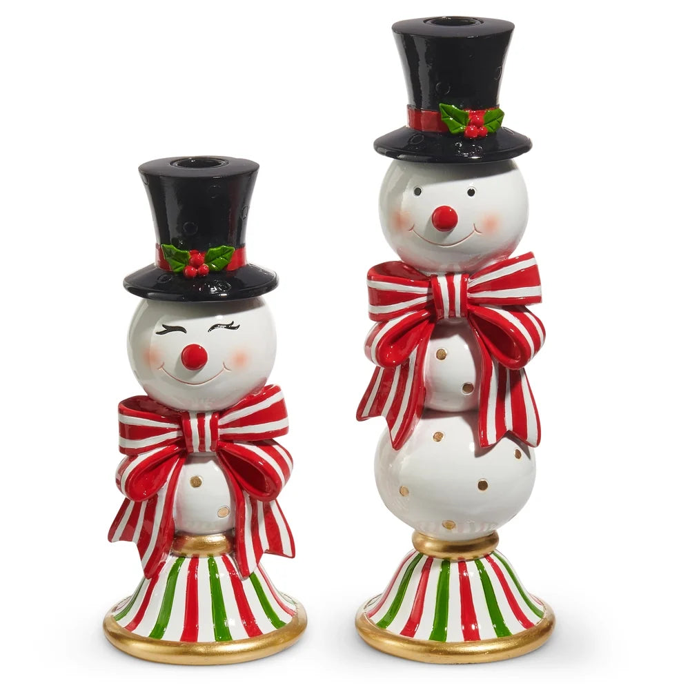 10" Happy Snowman Candlesticks (SMALL ONLY)