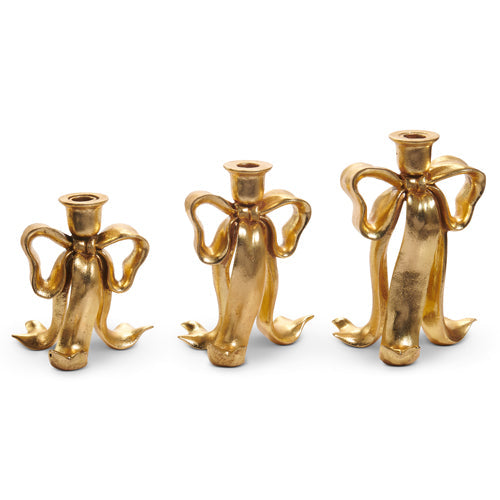 6.5" Bow Candlesticks-Gold (SMALL ONLY)