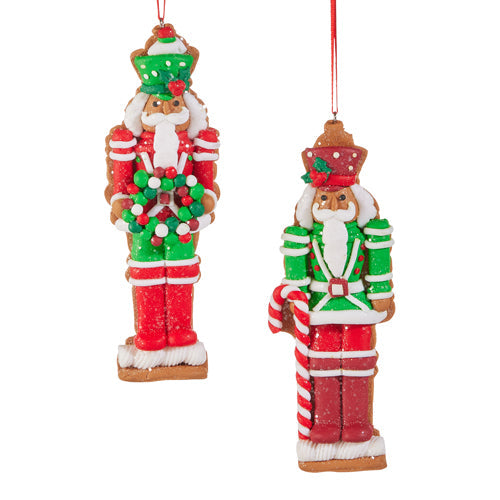 5.75" Christmas Gingerbread Nutcracker Ornament (W/CANDY CANE ONLY)