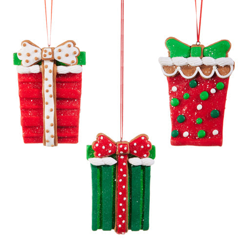4.5" Gingerbread Package Ornament (RED PACKAGE ONLY)