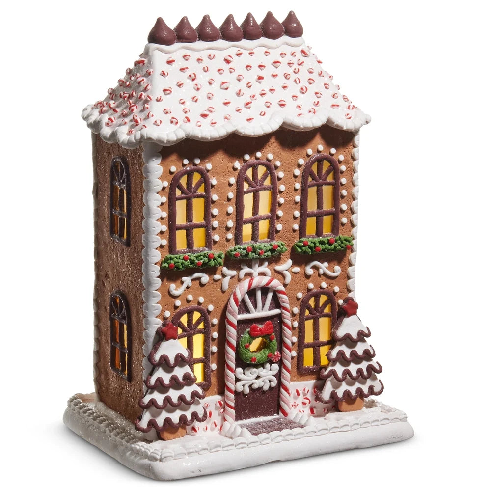 13" Lighted Chocolate Frosted Gingerbread House