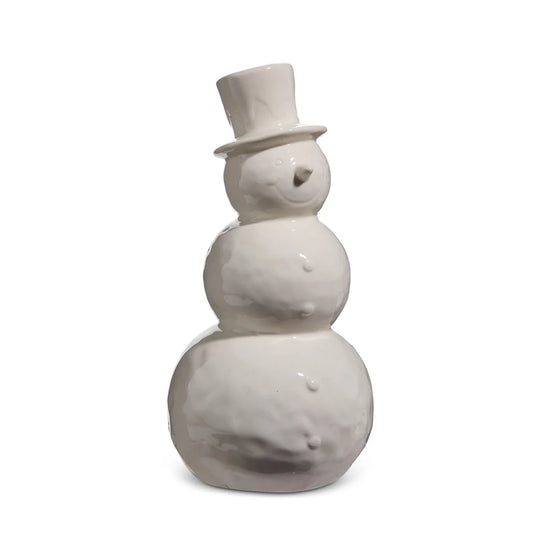 10.25" White Glazed Snowman