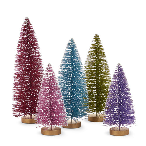 10.75" Multicolor Glittered Trees (BURGUNDY LARGE)