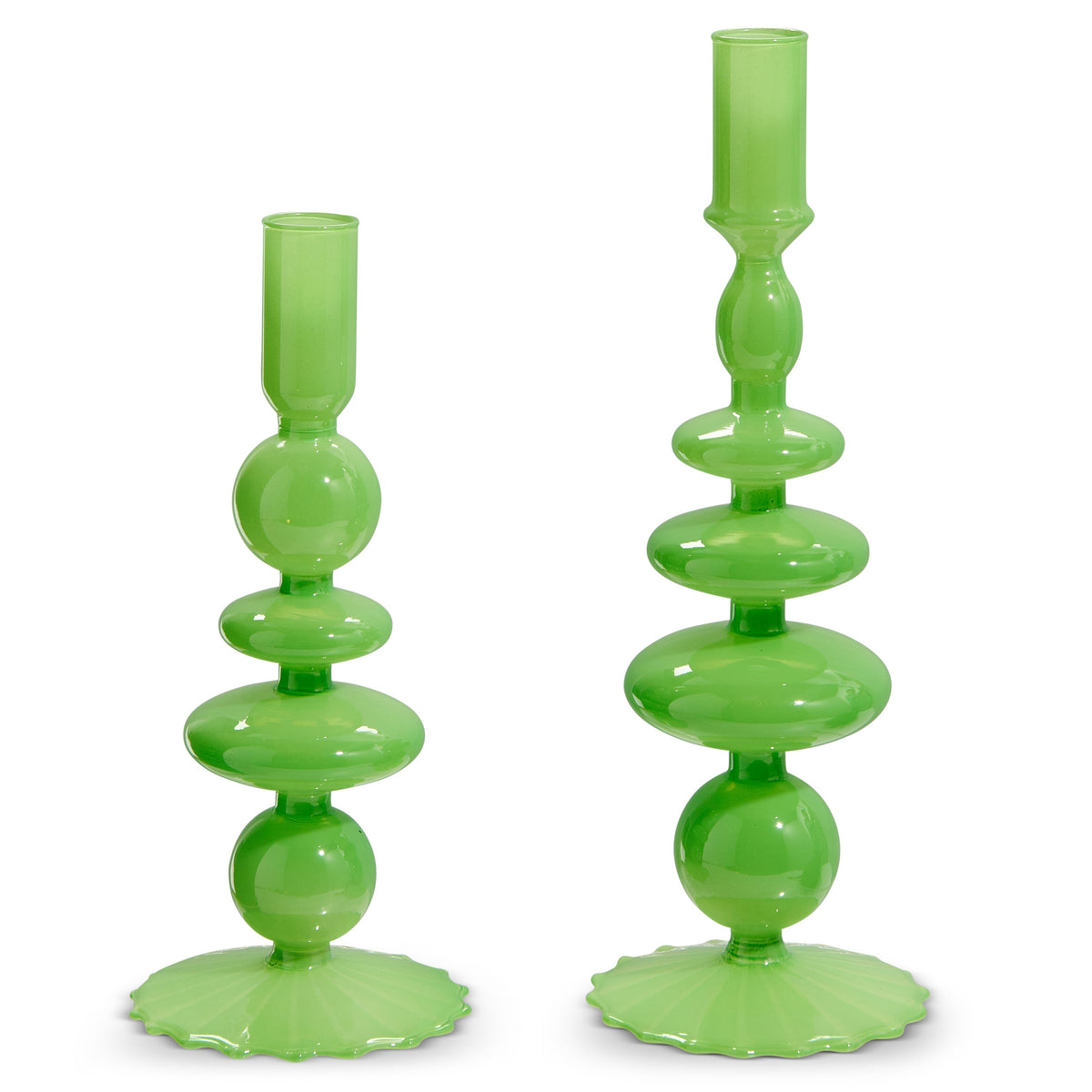 10.25" GREEN CANDLE STICKS (LARGE ONLY)