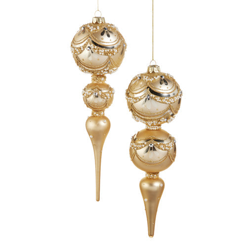 11" Gold Pearl Trimmed Finial Ornament - RIGHT ONLY