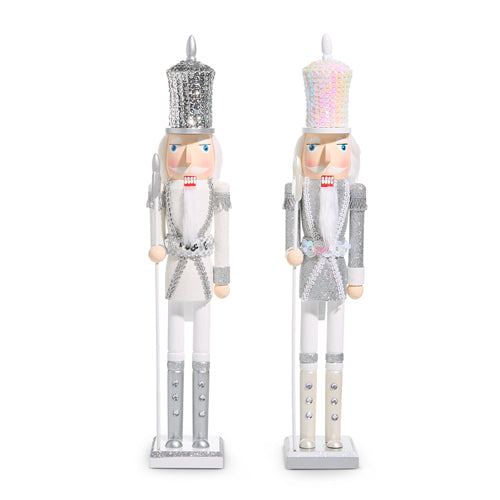 18.5" White and Silver Nutcracker-WHITE COAT