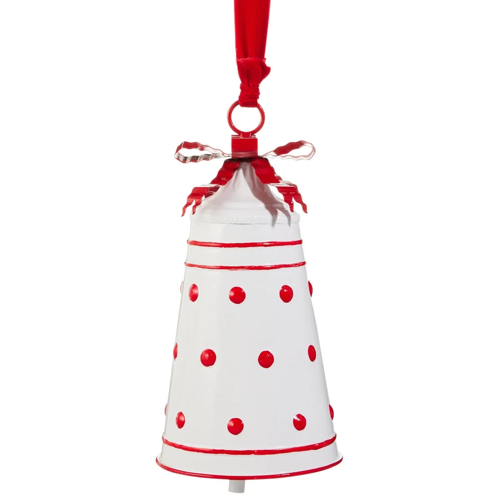 11.25" White with Red Polka Dot Bell
