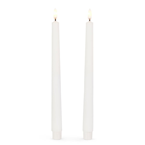 11" White Taper Flameless Candles Set of 2