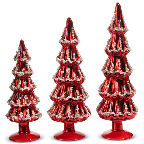 13.5" Red Beaded Trees (LARGE)