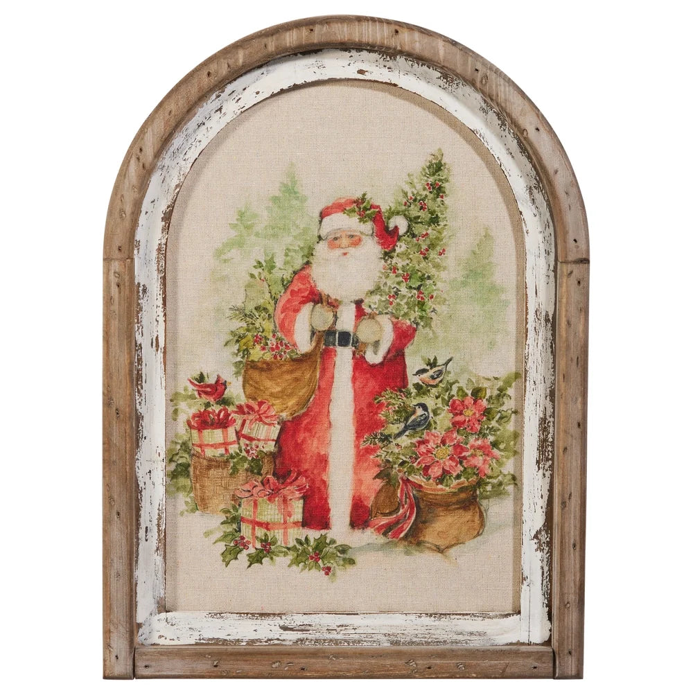 16.5" Watercolor Holiday Santa Framed Wall Art