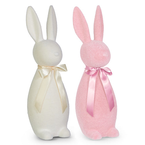 27" PALE FLOCKED BUNNY-WHITE
