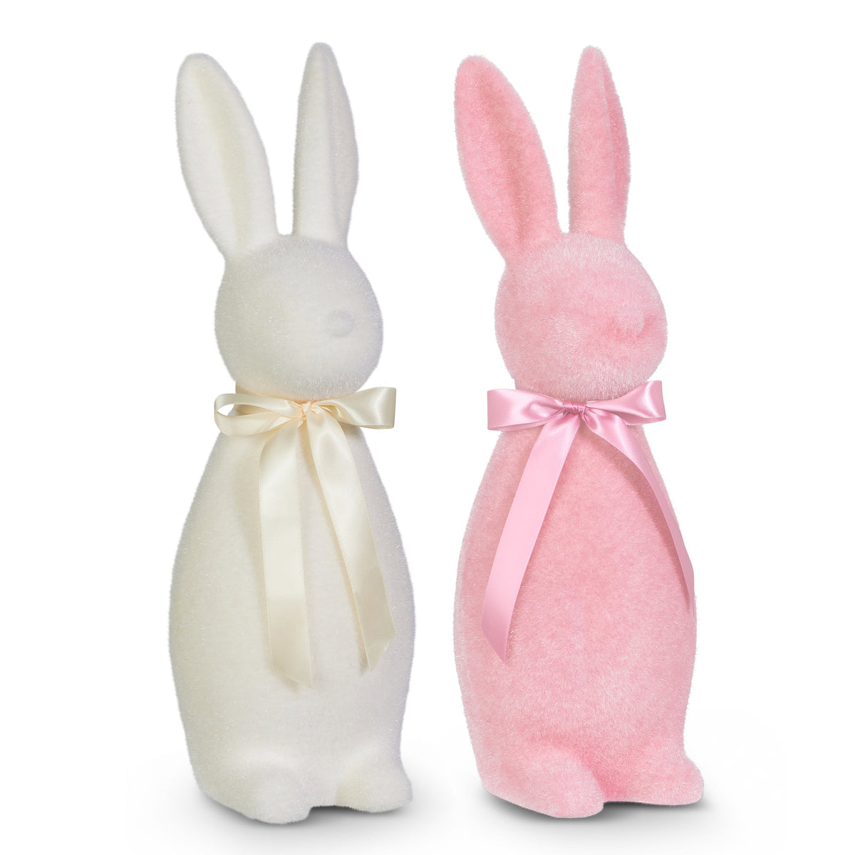 18.5" PALE FLOCKED BUNNY-PINK