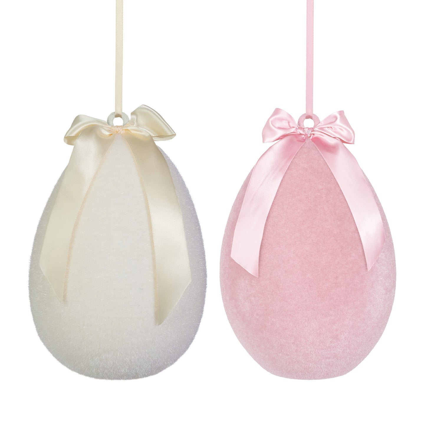 16" PALE FLOCKED HANGING EGG-PINK