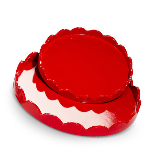 12" Round Red Scallop Tray (SMALL ONLY)