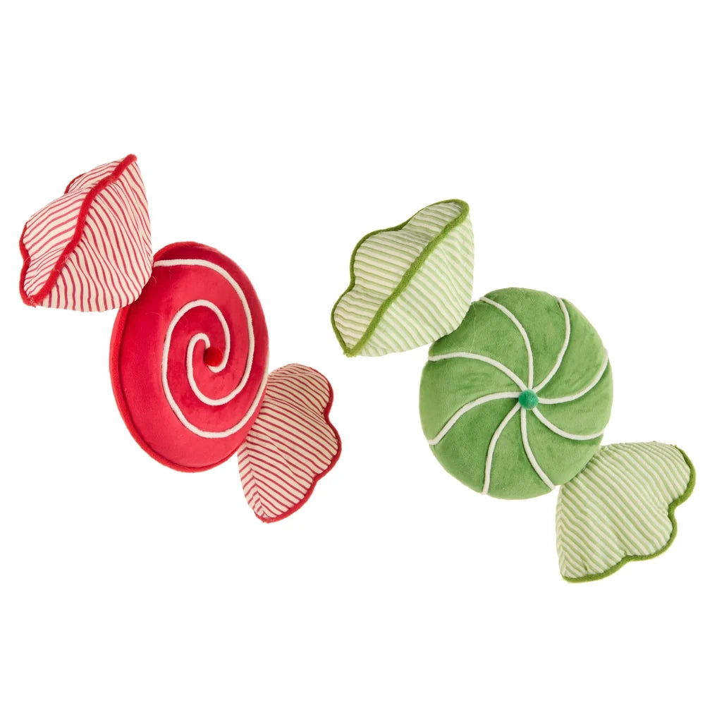 13.5" Velvet and Seersucker Candy Ornament (GREEN ONLY) SHIPS 9/1/2026