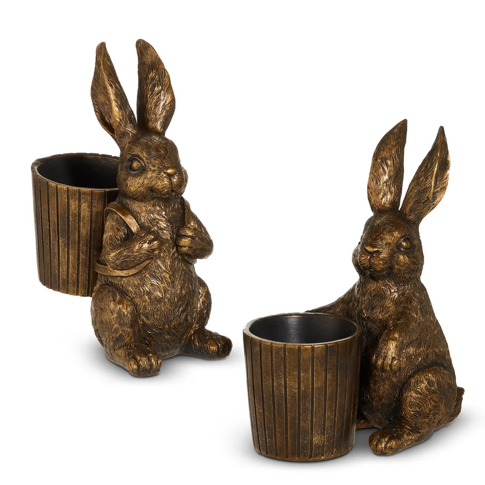 8" Antique Gold Bunny with Basket (RIGHT ONLY)